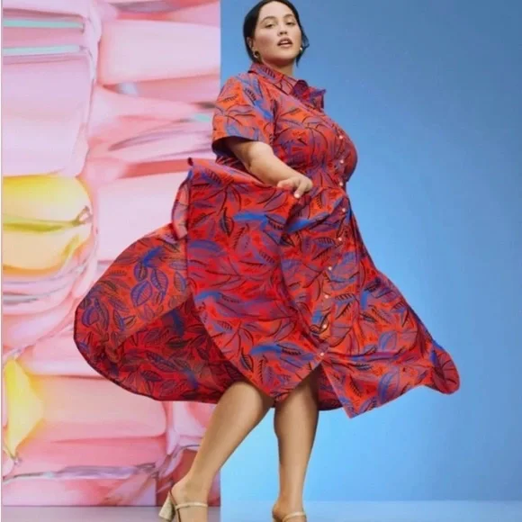 ALEXIS for Target Collab Botanic Floral Tropical Short Sleeve Shirtdress Plus 4X - Picture 3 of 9